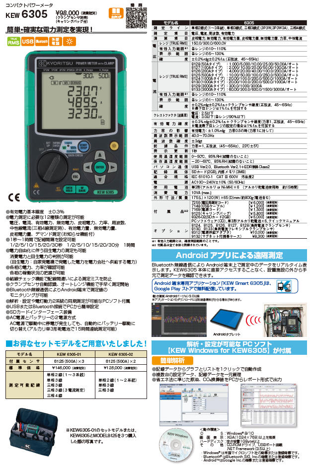取扱商品情報 / 電力計 6305+8125x2 共立電気計器㈱ KYORITSU